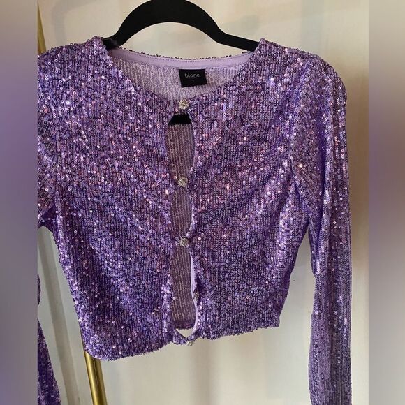 Blanc miniskirt and sequin top set lavender color new from my boutique - Picture 7 of 9